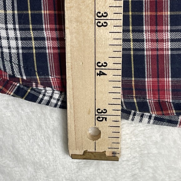 Izod Mens Button Up Shirt 2XLT  Long Sleeve Lightweight Red Black Yellow Plaid - Picture 6 of 9